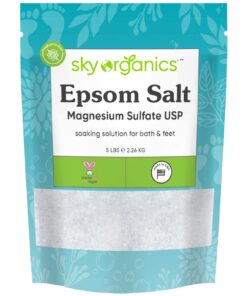 Sky Organics 5 lbs Epsom Salt - 100% Pure Magnesium Sulfate, USP Grade, Kosher, Non-GMO - Bath and Foot Soak, Soothing Body Soak. Made in USA, 33 61Z7XpW3NeL