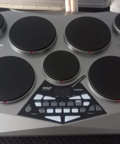 Pyle Pro Electronic Drum kit - Portable Electric Tabletop Drum Set Machine with Digital Panel, 7 Drum Pad, Hi-Hat / Kick Bass Pedal Controller USB AUX -Tom Toms, Hi-Hat, Snare Drums, Cymbals - PTED06 27 61Z8zod7MxL