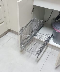 Household Essentials Glidez Multipurpose Chrome-Plated Steel Pull-Out/Slide-Out Storage Organizer for Under Sink or Under Cabinet Use - 2-Tier Design - Fits Standard Size Cabinet or Shelf, Chrome Undersink 12.25" - Standard 50 61Z94tau32L