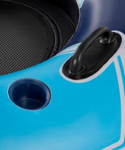 Bestway CoolerZ Rapid Rider Inflatable 2 Person Blow Up Pool River Tube Lake Lounger Float with Cup Holders, Handles, Backrest and Mesh Bottom, Blue 14 61ZCGslLOYL