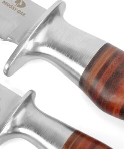 Mossy Oak Fixed Blade Bowie Knife, 2-piece Hunting Knife with Leather Handle Featuring Laser Pattern, Sheath Included 25 61ZDadrd8DL