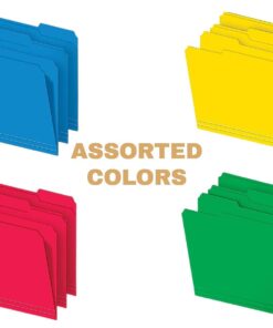 1InTheOffice File Folders, Colored File Folders, File Folders 1/3 Cut Tab Letter Size, Top-Tab/3 Tab,/5 Assorted Colors, 24/Pack - Image 5
