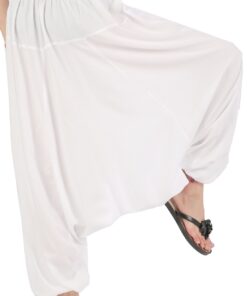 CandyHusky Mens Womens Baggy Lounge Hippie Boho Aladdin Harem Yoga Pants Rayon One Size White 11 61ZE8 XUPL