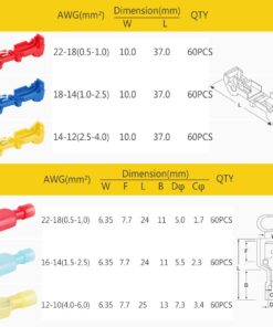 Sopoby 360PCS T Tap Wire Connectors AWG 22-10 Electrical Connectors Waterproof Quick Wire Splice Taps with Insulated Male Quick Disconnect Terminals Assortment Kit 15 61ZFvAR7cpL