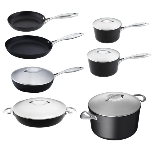 SCANPAN Professional 12-Piece Cookware Set - Easy-to-Use Nonstick - Dishwasher, Metal Utensil & Oven Safe - Made in Denmark 12-Piece Set