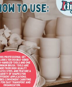 Pottery Tool Kit -11-Piece 21-Tool Beginner's Clay Sculpting Set, Clay, Wood Carving, Ceramic Art Project Accessories for School, Classrooms, Kids/Adults,Great Birthday Gift Holiday Craft Activity 32 61ZGefQiBL