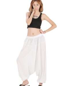 CandyHusky Mens Womens Baggy Lounge Hippie Boho Aladdin Harem Yoga Pants Rayon One Size White 13 61ZJa0H8kLL