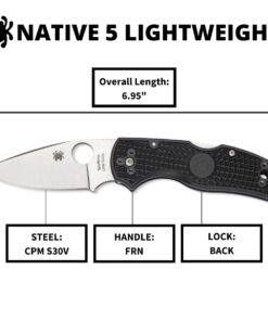 Spyderco Native 5 Lightweight Signature Knife with 2.95" CPM S30V Steel Blade and Black FRN Handle - PlainEdge - C41PBK5 27 61ZLlem9w1L