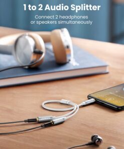 UGREEN Headphone Splitter 3.5mm Audio Stereo Y Splitter Extension Cable Male to Female Dual Headphone Jack Adapter for Earphone Headset Compatible with iPhone Samsung Tablet Laptop, White 13 61ZNG rgBqS