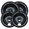 Range Kleen P119204XN 4 Pack Style B Black Porcelain Drip Bowls 2 Small 6 Inch and 2 Large 8 Inch