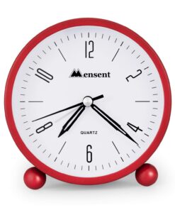 Alternative view of Mensent Analog Alarm Clock, 4 inch Round Silent Alarm Clock Non Ticking, Night Light, Snooze, Battery Powered Silent Alarm Clock, Simple Design BesideDesk Alarm Clock (Red) Red