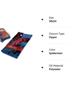 Idea Nuova 2 Piece Drawstring Sling Carry Bag with Sleeping Slumber Bag Spiderman 30"x54" 12 61ZQI0TWHwL