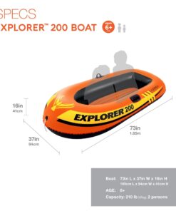 INTEX Explorer Inflatable Boat Series: Dual Air Chambers – Welded Oar Locks – Grab Handles – Bow Rope – Sporty Design Explorer 200 21 61ZUZ6ut3uL