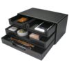 KINGFOM PU Leather Desk Organizer with 4 Drawers Small, Desktop Organizer Drawer for Office Supplies Accessories, Stationery Storage Box Bills Collection Holder Black Small Drawer Black 14 61ZUvLPqbjL