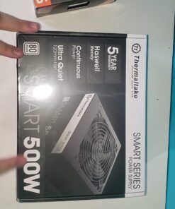 Thermaltake Smart 500W 80+ White Certified PSU, Continuous Power with 120mm Ultra Quiet Cooling Fan, ATX 12V V2.3/EPS 12V Active PFC Power Supply PS-SPD-0500NPCWUS-W 80 + White 57 61ZWYshD0wL