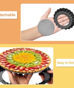 TORASO 9 Inch and 4 Inch Tart Pan with Removable Bottom, 2 PCS 9 Inch Quiche Pan and 4 PCS 4 Inch Pie Pan, Non-Stick Baking Pan (Set of 6) 2pcs 9" + 4pcs 4" 10 61ZWymemAIL