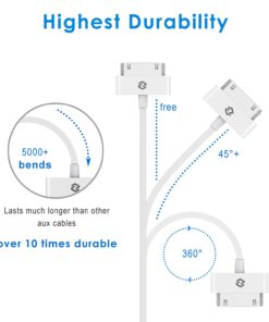 JETech USB Sync and Charging Cable Compatible iPhone 4/4s, iPhone 3G/3GS, iPad 1/2/3, iPod, 3.3 Feet (White) White 21 61ZXv 2sfWL