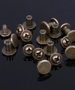 Alternative view of Round Flat Head Chicago Screws Buttons for Leather Crafting, 1/4 Inches (6mm) Repair Screw Post Fastener, Metal Nail Rivet Studs, Bronze, 30 Sets, Diameter 5/16 Inches (8mm) 30 pcs