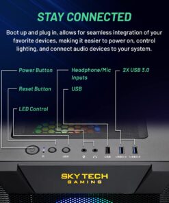 Skytech Gaming Chronos Gaming PC Desktop – Intel Core i7 13700K 3.4 GHz, NVIDIA RTX 4070, 1TB NVME SSD, 32GB DDR5 RAM RGB, 750W Gold PSU, 360mm AIO, 11AC Wi-Fi, Windows 11 Home 64-bit,Black 13700K | 4070 18 61ZZoZcbP8L