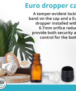 Wild Essentials 5ml Amber Glass Bottles with Euro Dropper Caps (12 Pack) - Great for Essential Oils, Perfumes and DIY Aromatherapy - Easy to Fill, Clean and Reuse - Protective and Durable 5ml-Pack of 12 17 61Zc7SmFSL