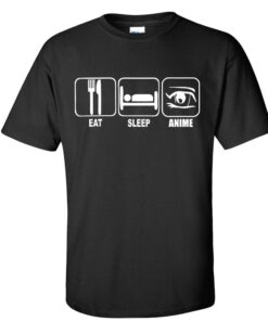 STUFF WITH ATTITUDE - GEEK CHIC EAT Sleep Anime Black T Shirt Medium