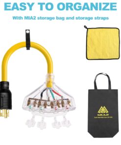 30 amp to 20 amp Adapter 110 RV Distribution Locking Cord NEMA 14-30P Male to 4X 5-20R 1.5 FT Household Outlet Female with Dust Protection Caps L14-30P 4X 5-20/5-15R 4 Prong 17 61Zd0fsJlqL