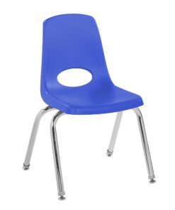 Factory Direct Partners 10364 14" School Stack Chair, Stacking Student Seat with Chromed Steel Legs and Nylon Swivel Glides for in-Home Learning or Classroom - Blue (6-Pack) 14 inch 20 61ZdqH9T7bL