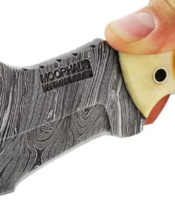 Moorhaus Handmade Damascus Burnt Camel Bone Tracker Knife with Leather Case 10 61ZdtGFXgFL
