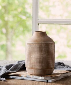 Alternative view of SIDUCAL Ceramic Rustic Farmhouse Vase, Sand Glaze Finish Boho Vase, Pottery Decorative Flower Vase for Home Decor, Table, Living Room Decoration, Shelf Decor, Mantel, 7 Inch, Beige Jo-gs17132-beige