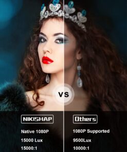 Alternative view of NIKISHAP Projector with WiFi and Bluetooth, Small Projector 4K Outdoor Movie Projector Short Throw, Smart Phone 1080P Projector Compatible with HDMI, VGA, USB, TV Stick, iOS, Android, PC, Laptop white