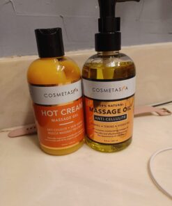 Cellulite Massage Oil & Hot Cream - 100% Natural Cellulite Oil & Gel, Highly Absorbable, Firm, Tone, Tighten & Moisturize Skin - Soothes Muscles 8.8 oz 33 61Zg2exgT5L