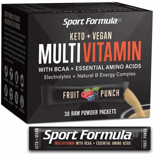 Liquid Multivitamin Drink Mix Vitamin Powder BCAA Won't Upset Your Stomach Daily Keto MultiVitamin for Men and Women Amino Acid Powder Fruit Punch Packet Multivitamin Powder Electrolytes 5.29 Ounce (Pack of 1)