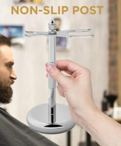 Perfecto Deluxe Chrome Razor and Brush Stand - The Best Safety Razor Stand. This Will Prolong The Life of Your Shaving Brush, metal 27 61Zip5vCRfL