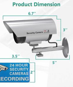 WALI Bullet Dummy Fake Surveillance Security CCTV Dome Camera Indoor Outdoor with one LED Light Warning Security Alert Sticker Decals (TC-S4), 4 Packs, Silver 30 61ZjeZMX0L