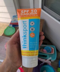 Thinksport Kids SPF 50+ Mineral Sunscreen – Safe, Natural Sunblock for Children - Water Resistant Sun Cream – Broad Spectrum UVA/UVB Sun Protection – Vegan, Reef Friendly Sun Lotion, 6oz 20 61ZjfSG3gHL