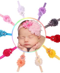 Alternative view of QandSweet Baby Girl Headbands with Polygonal Flower Inlay Rhinestone for Photography (10 Pack) 10Pack 3.5x2.3