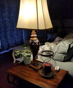 Regency Hill Exeter Traditional Style Table Lamps 30" Tall Full Size Set of 2 Bronze Wood Carved Leaf Creme Rectangular Bell Shade Decor for Living Room Bedroom House Bedside Nightstand Office 45 61ZkeQ4uECL