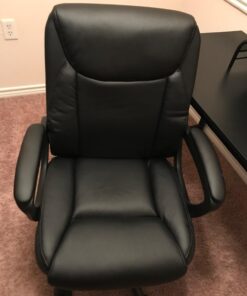 Amazon Basics Classic Puresoft PU Padded Mid-Back Office Computer Desk Chair with Armrest, 26"D x 23.75"W x 42"H, Black 41 61ZlRewpkL