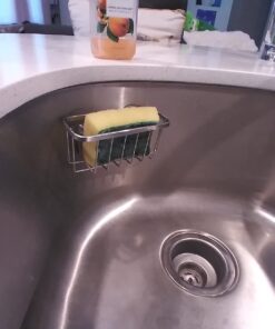 iDesign Gia Stainless Steel Dish Sponge Holder Basket with Suction Cups, Ideal for Kitchen Sinks and Bathroom Organization, Set of 1, Polished 33 61Zm3DWWOL