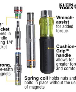 Klein Tools 32807MAG 7-in-1 Nut Driver, Magnetic Driver has SAE Hex Nut Sizes 1/4 to 9/16-Inch, Cushion Grip Handle for Added Torque 39 61ZngF7V02L