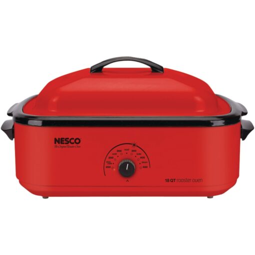 NESCO 4818-12, Classic Roaster Oven with Porcelain Cookwell, Red, 18 quart, 1425 watts 18 Qt