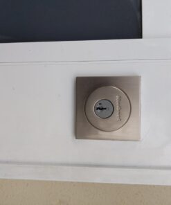 Kwikset Halifax Deadbolt Lock, Satin Nickel Square Exterior Keyed Front Entry Door, Pick Resistant SmartKey Rekey Security, Single Cylinder Dead Bolt, with Microban Protection 28 61Zphwr8JOL