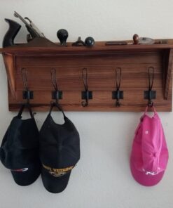 Rustic Wall Mounted Coat Rack Shelf - Brown Wooden Country Style 24" Entryway Shelf with 5 Rustic Hooks - Solid Pine Wood. Perfect touch for your Entryway, Mudroom, Kitchen, Bathroom and More (Brown) 1- Rustic Brown 39 61ZtqeArexL