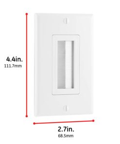 GE Brush Wall Plate, Cable Pass Through Insert, Single Gang, for in-Wall Installation of Cables and Wires, HDTV, HDMI, Coax, Speaker Wire, Home Theatre Systems, White, 35285 1 Pack 17 61ZvAJzIbL