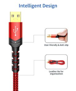 JSAUX Printer Cable, 10FT USB Printer Cable USB 2.0 Type A Male to B Male Scanner Cord USB B Cable High Speed for HP, Canon, Epson, Dell, Brother, Lexmark, Xerox, Samsung etc and Piano, DAC Red 24 61Zz597Ga L