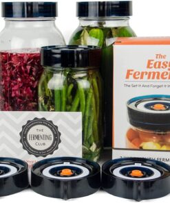 Nourished Essentials Fermentation Kit - 3 Pack Airlock Fermentation Lids for Wide Mouth Mason Jars with Vacuum Sealer - Air Lock for Fermenting Kimchi, Sauerkraut, Pickle and Kombucha 30 61ZzskMHLDL