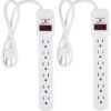 Amazon Basics Rectangular 6-Outlet, 200 Joule Surge Protector Power Strip, 2 Foot, White - Pack of 2 87 61a1CJtHyDL