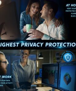 24 inch Computer Privacy Screen (16:9) - Black Security Shield - Desktop Monitor Protector - UV & Blue Light Filter by Akamai (22.0 inch Diagonally Measured, Black) 24.0" WIDESCREEN (16:9) Black Privacy 12 61a20EDePtL
