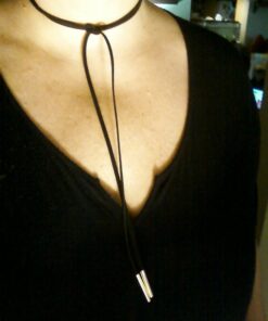 WaMLFac Alloy & Faux Leather Handmade Long Elastic Tassel Necklace, Black, 63-Inch Black Long 24 61a2iZFdkL 1