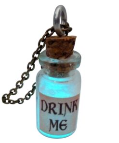 Alternative view of UMBRELLALABORATORY Alice in Wonderland Fairy Glow in The Dark Kawaii Necklace-Drink me handmade label sticker AQUA